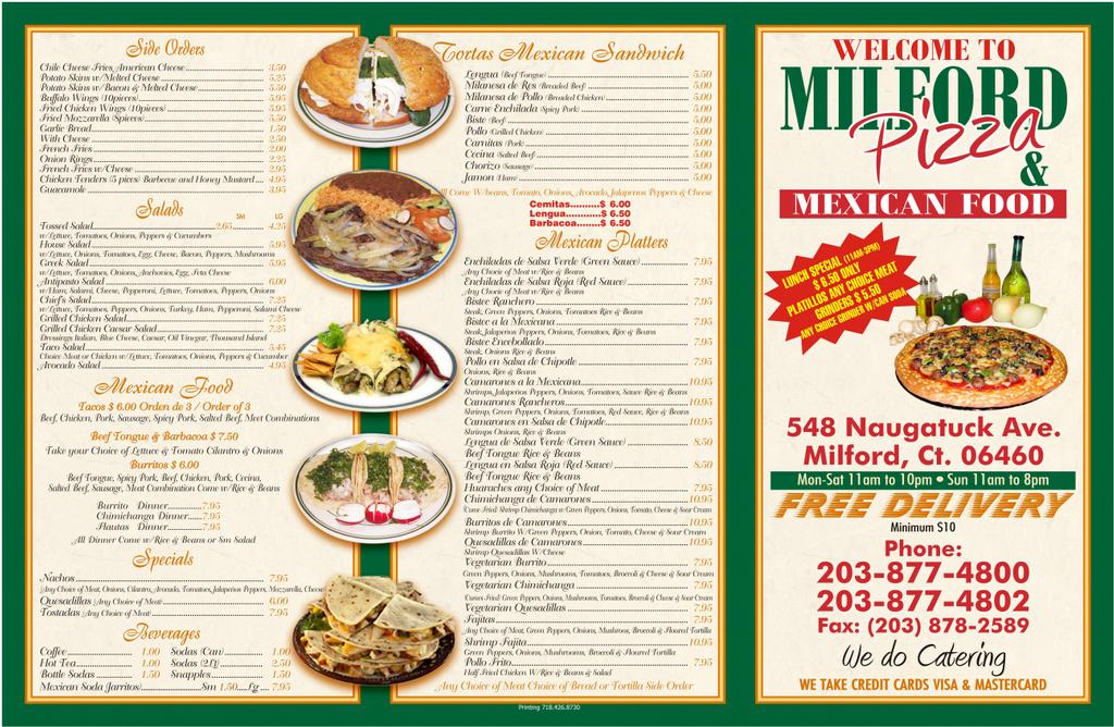milford pizza menu from Milford Pizza & Mexican Food in Milford, CT 06460